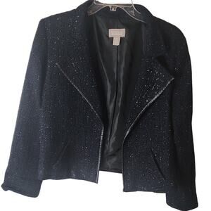 Chico's Women's Dark Navy Jacket with Metallic Threading, Medium
